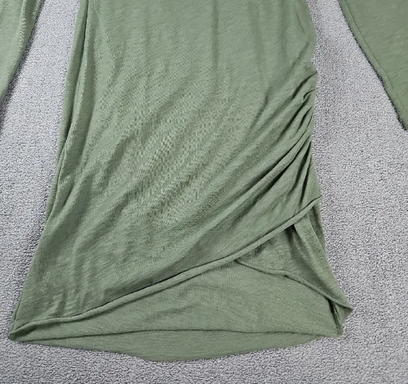 Pink Lily Heathered Green Bodycon Ruched Side Gather Long Sleeve Crew Sz Medium - Picture 3 of 9